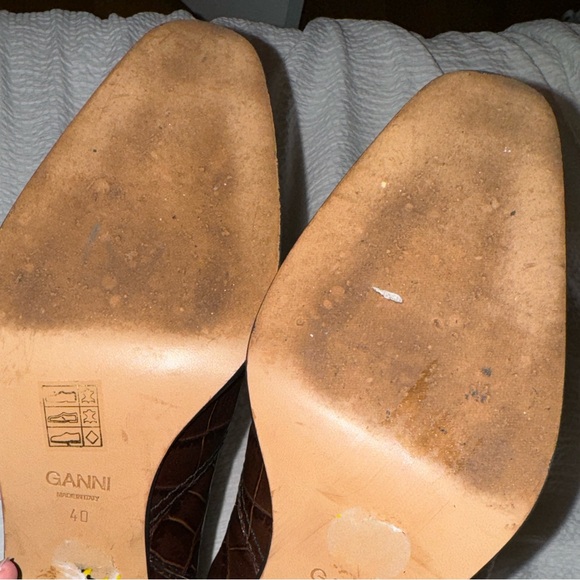 Ganni Croc-effect leather ankle boots - Picture 5 of 6